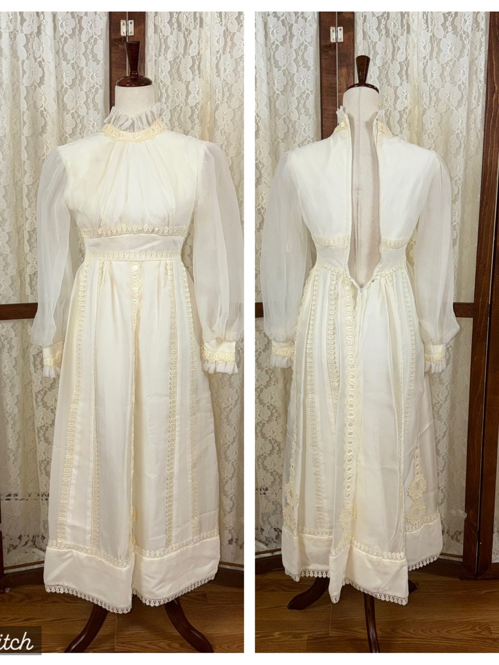 Beautiful Vintage 1960s Alfred Angelo Edythe Vincent Velvet Trim Wedding Gown